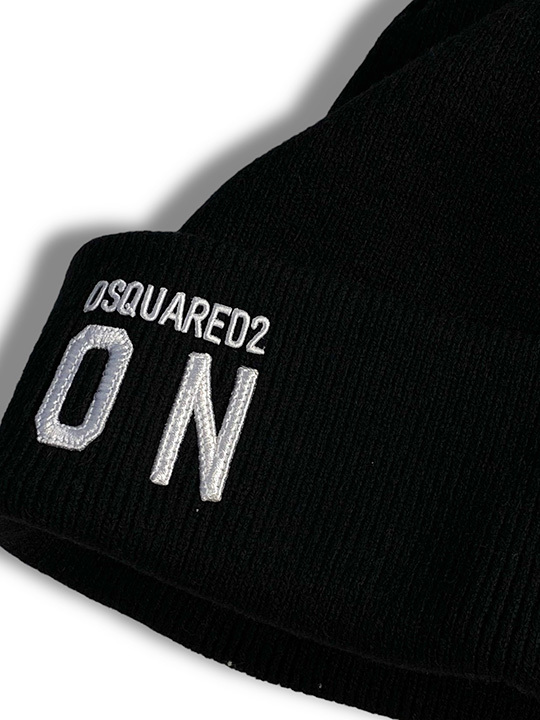 定価4.4万 ディースクエアード DSQUARED2 ワンランク上のアクセントに♪ICONロゴ刺繍ウールニットキャップ 帽子 ワンマイル 伊製 男女兼用_画像3