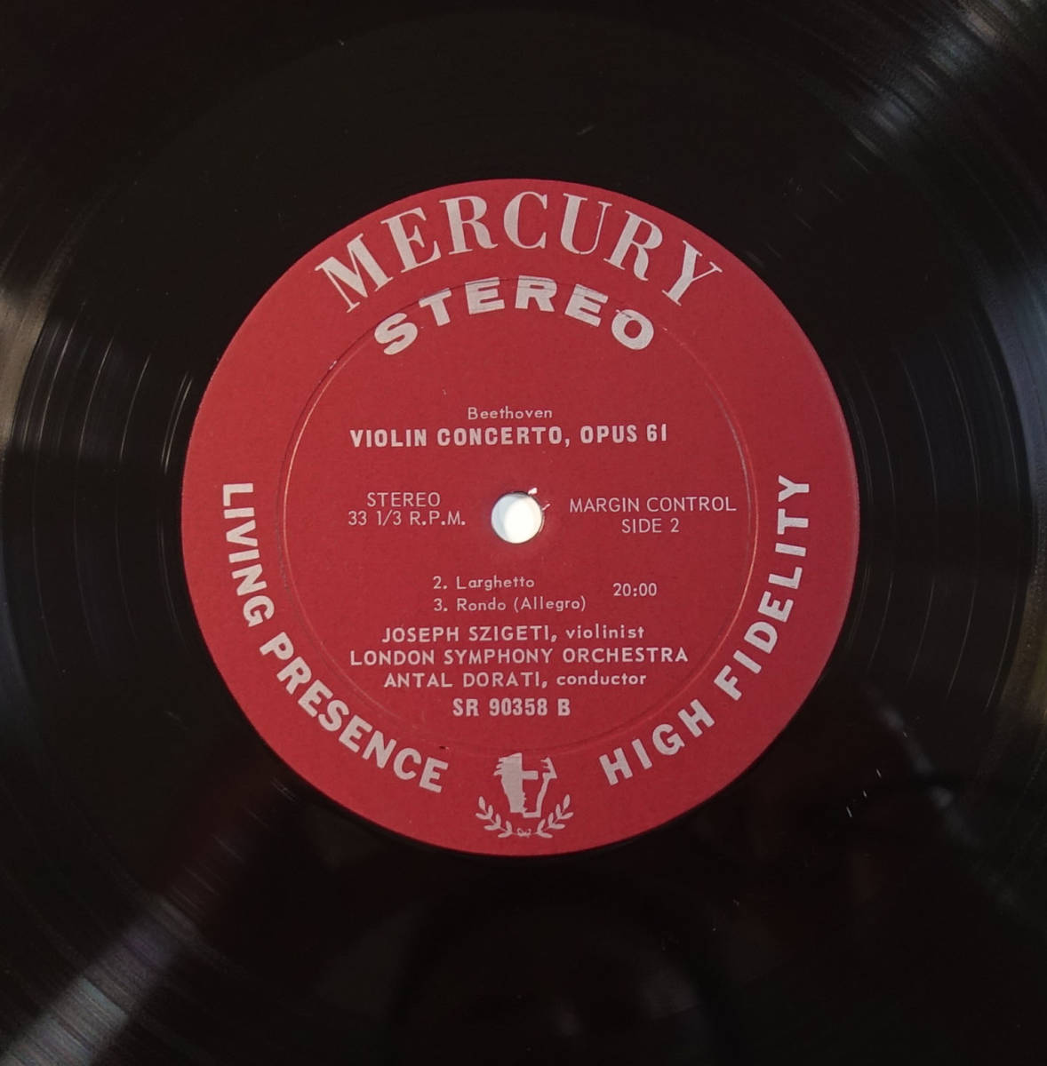 極美! US Mercury SR ベートーヴェン: ヴァイオリン協奏曲 ヨーゼフ・シゲティ_画像5