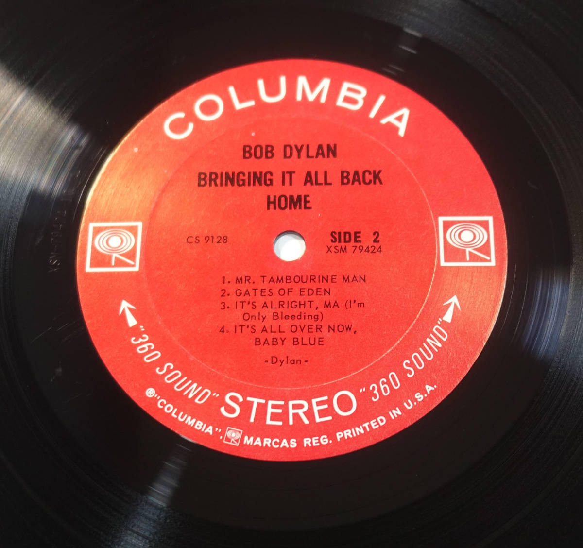 極美! US Columbia CS 9128 オリジナル 2EYES Bringing It all Back Home / Bob Dylan MAT: 1G/1G_画像5