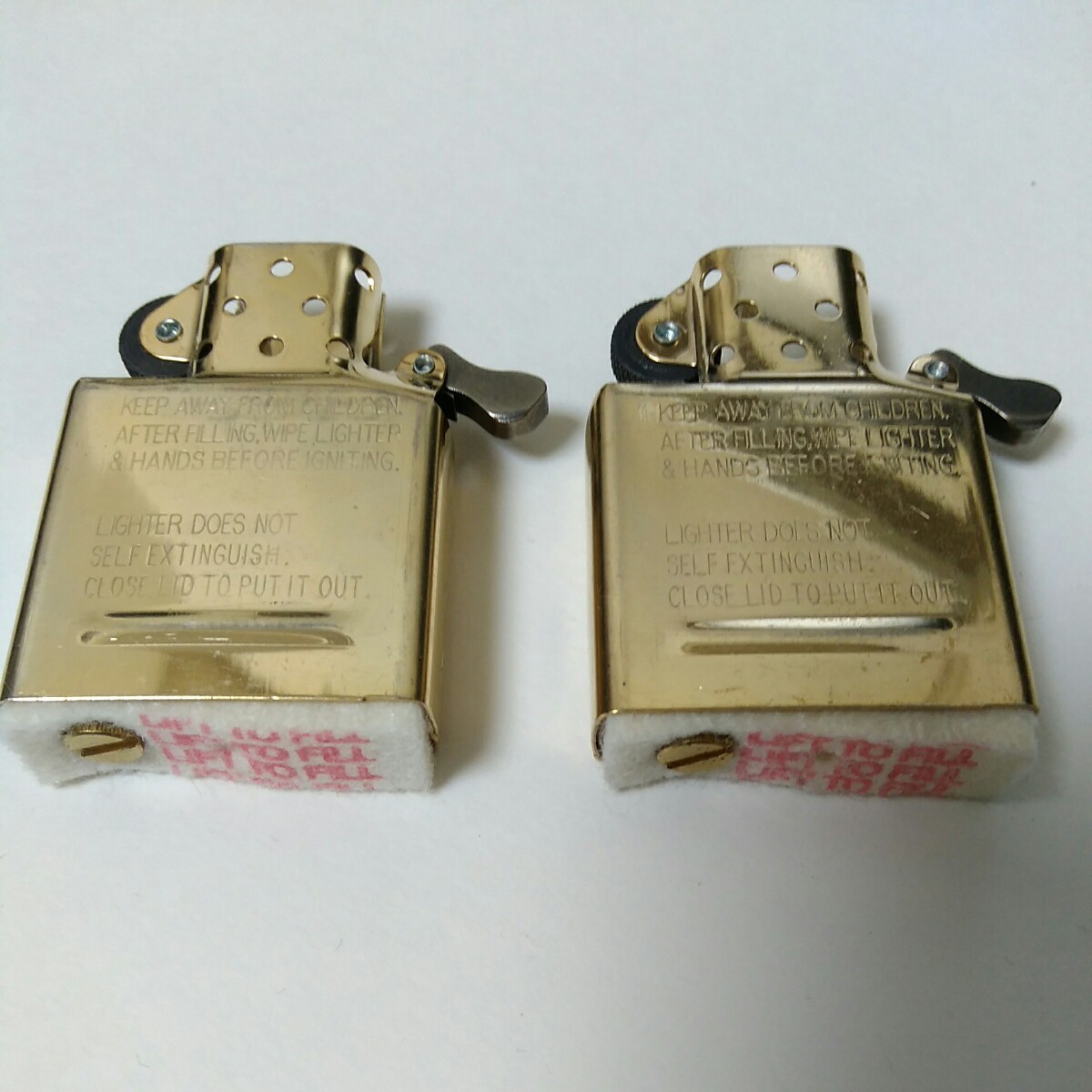 未使用 ZIPPO純正ゴールドインサイドユニット(金色インナー)×2個 対応モデル:レギュラー/アーマー/フラットトップ/1937,1933,1932レプリカ