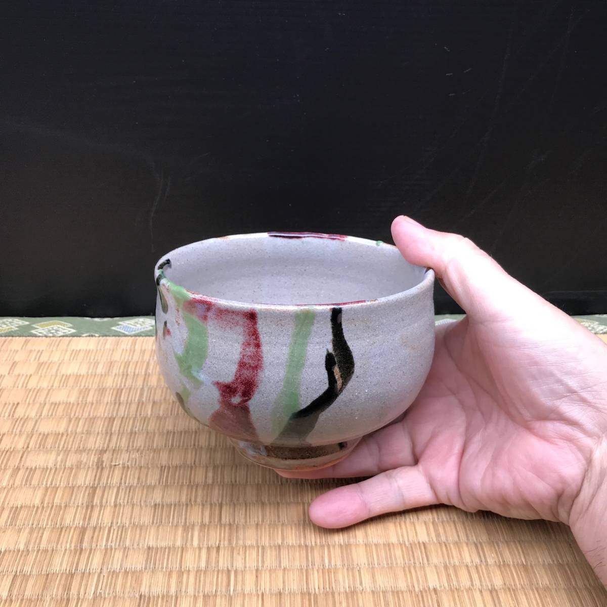 河井寛次郎風３色茶碗　茶器　茶入　茶わん　小鉢　杯　珍味入れ（R51219_C）_画像9