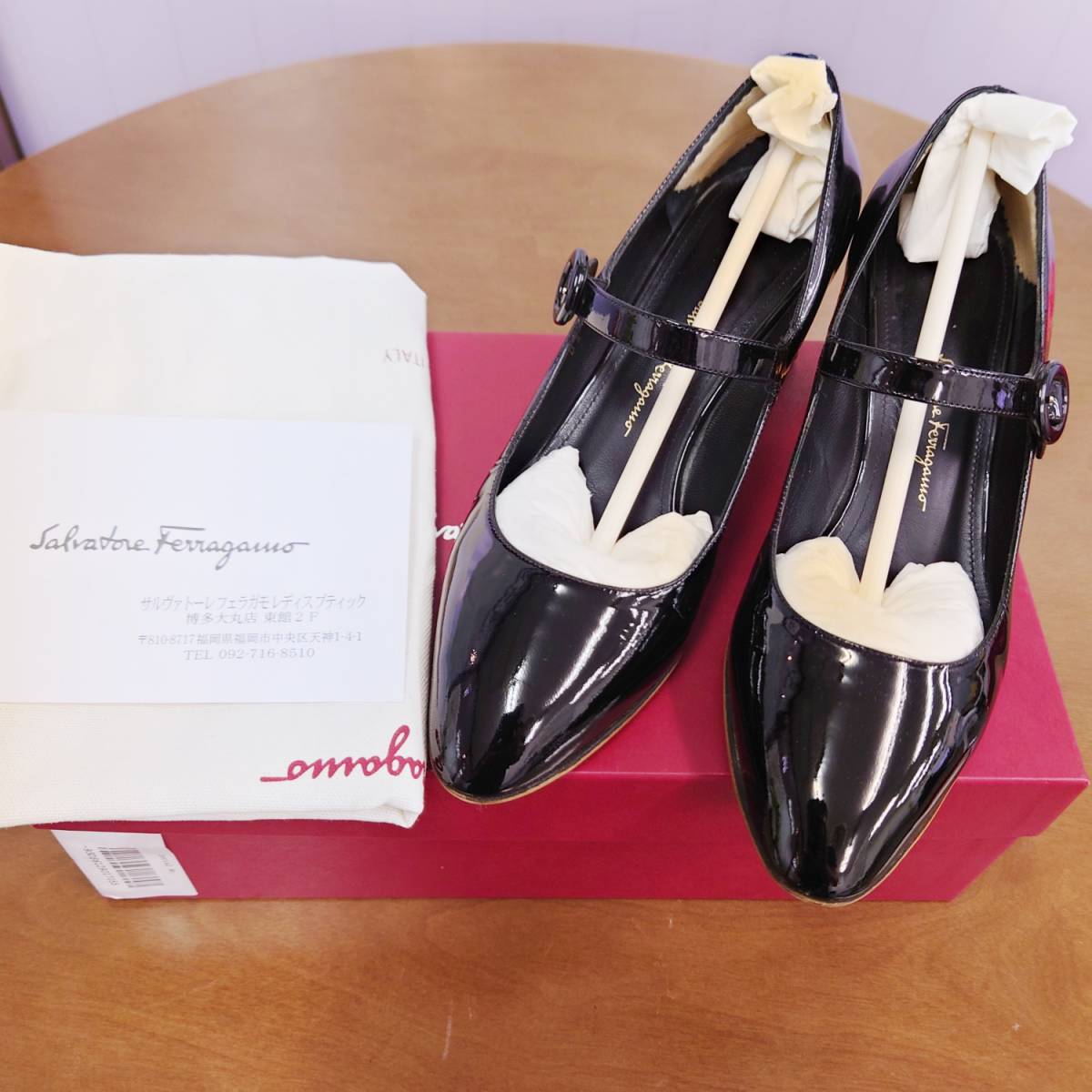 美品★Salvatore Ferragamo◆パンプス 5ハーフ（約23cm）ORTENSIA オルテンシア シューズ 黒 サルヴァトーレ・フェラガモ