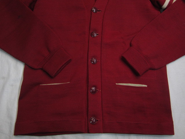 LEHEN 50s letter do cardigan dark red Vintage 