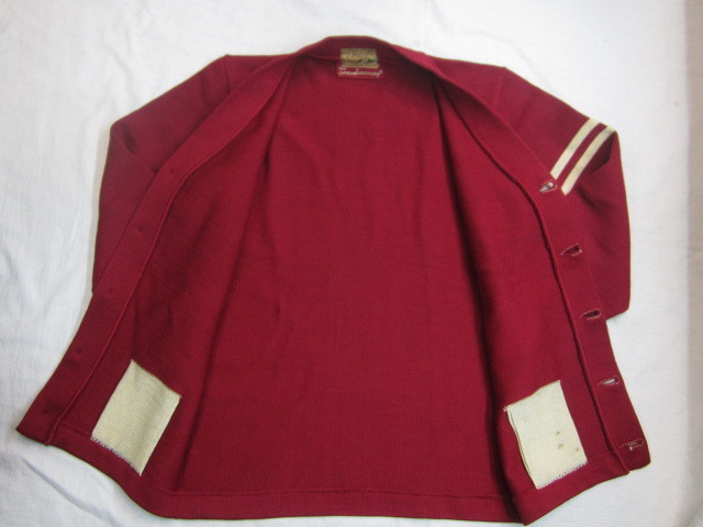 LEHEN 50s letter do cardigan dark red Vintage 