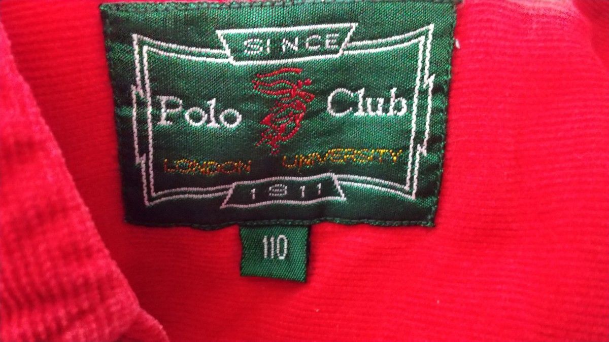 長袖シャツ　110　上着　アウター 　赤　ポロ　クラブ　Polo　Club　綿100%　コーデュロイ　キッズ　子供服　羽織物
