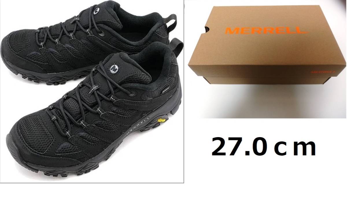 新品 27.0cm MERRELL メレル MOAB3 モアブ３ ウォータープルーフ ブラック トレッキングシューズ _画像1