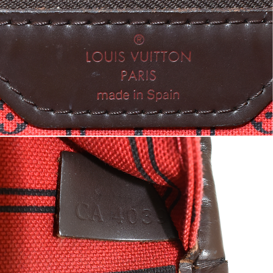 ルイヴィトン ネヴァーフルMM ショルダー トートバッグ N51105 ダミエ エベヌ ブラウン LOUIS VUITTON Neverfull MMの画像8