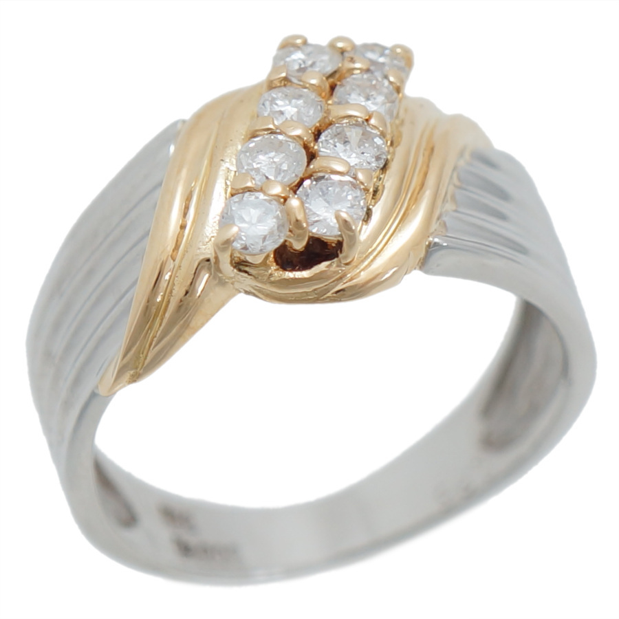 【値下げ】 リング K18×プラチナ900 新品同様 ダイヤモンド0.35ct 8.5号 5.2g プラチナ台