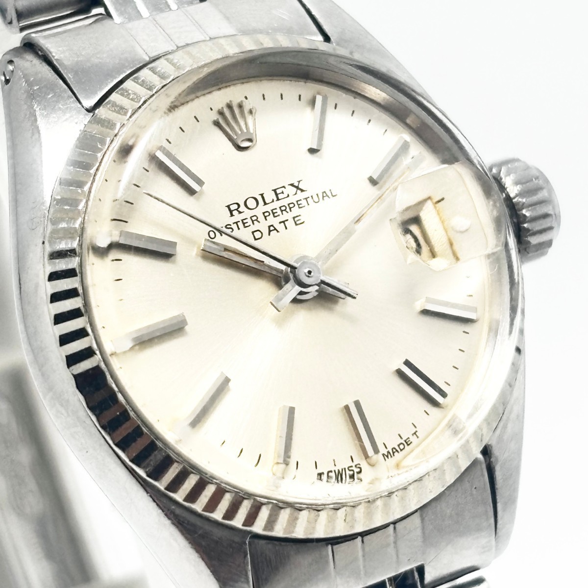 金無垢ベゼル☆ROLEX ロレックス 自動巻き 美美! 風防傷無 シルバー文字盤キレイ 調整済 ブレス良 _画像1