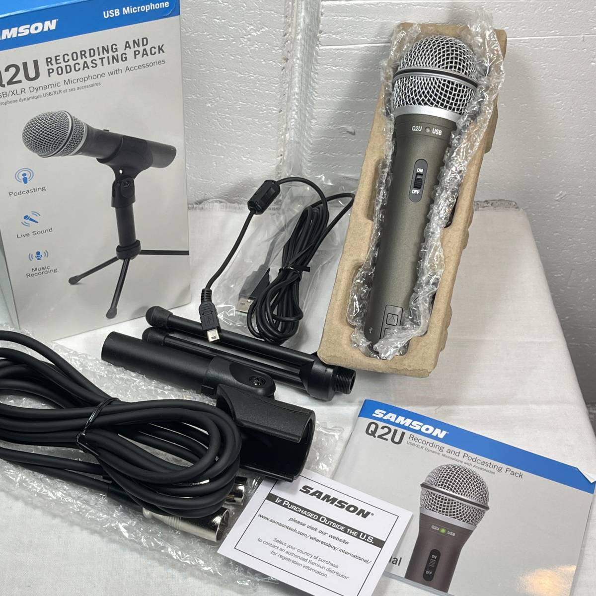 SAMSON Q2U USB Microphone RECORDING AND PODCASTING PACK マイク 箱付き USED品 1円スタート_画像3