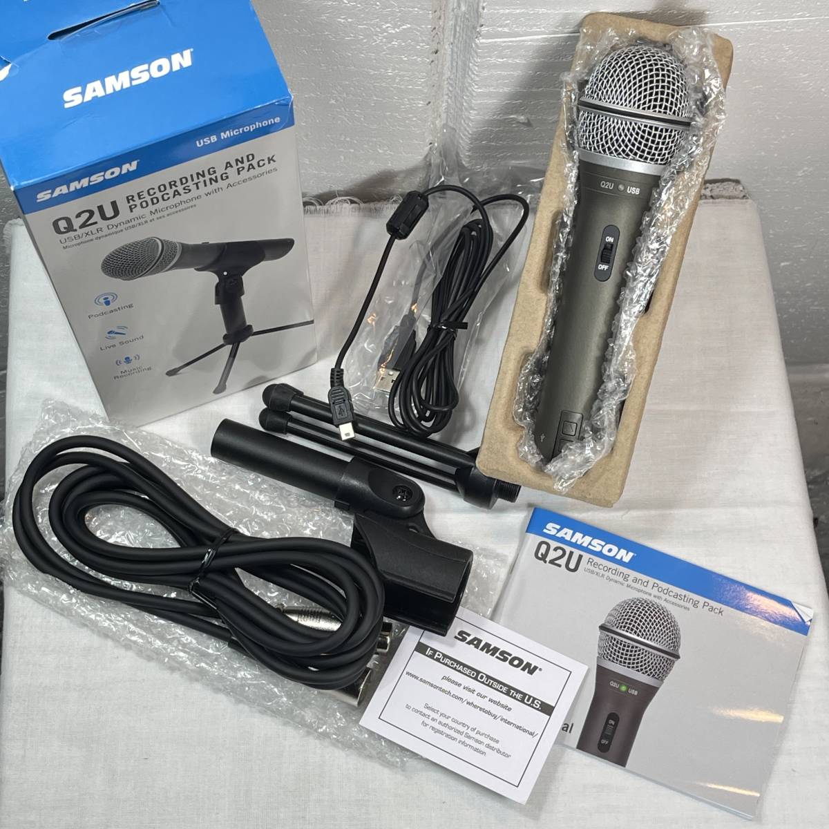 SAMSON Q2U USB Microphone RECORDING AND PODCASTING PACK マイク 箱付き USED品 1円スタート_画像4