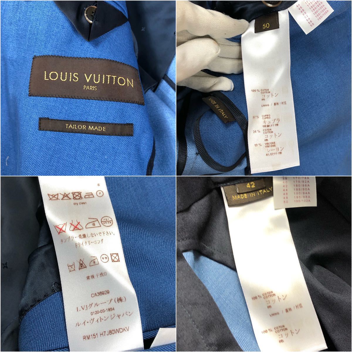 新品未使用 LOUIS VUITTON ルイヴィトン ダブル スーツ セットアップ モノグラム総柄 チェーン ビスケットボタン 15AW ランウェイモデル XL_画像10