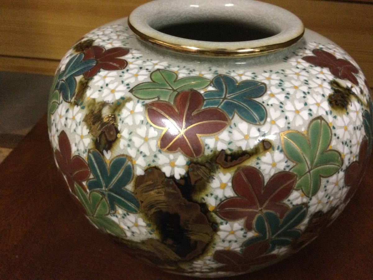 美品　犬山焼　後藤陶逸　雲錦手　花入　花瓶　花器　花生　壷　茶道　茶の湯　茶道具　蔵出し_画像3