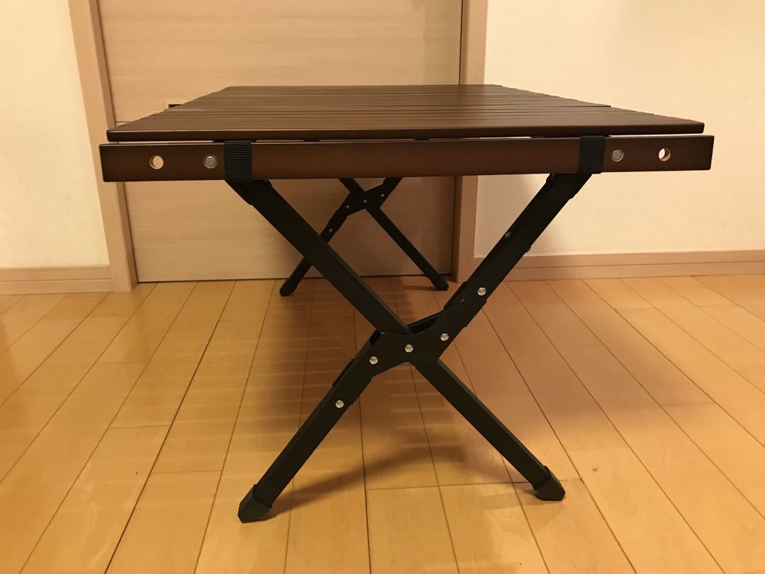 UJack 木製 ロールテーブル アルミ脚 ウォルナットカラー 90 UJack 木製 ロールテーブル アルミ脚 ウォルナットカラー 90