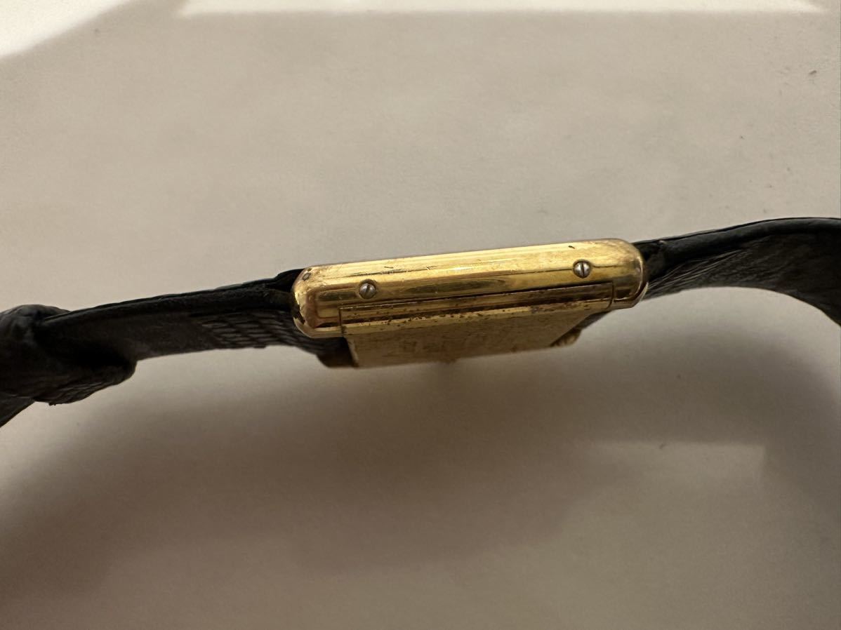 【中古】腕時計 Cartier カルティエ マスト タンク スクエア 黒文字盤 SV925 ゴールドカラー 手巻き 銀無垢 【札TB02】_画像7