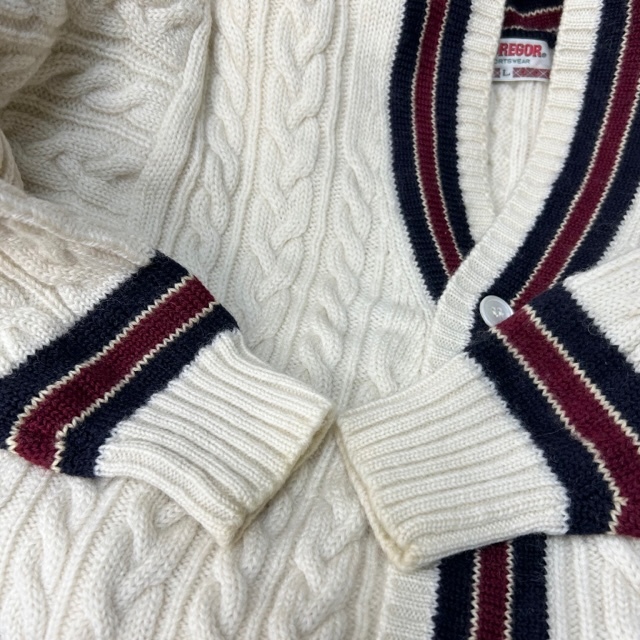 レトロ古着 80s～90s McGREGOR 厚手 ケーブル編 チルデンウール