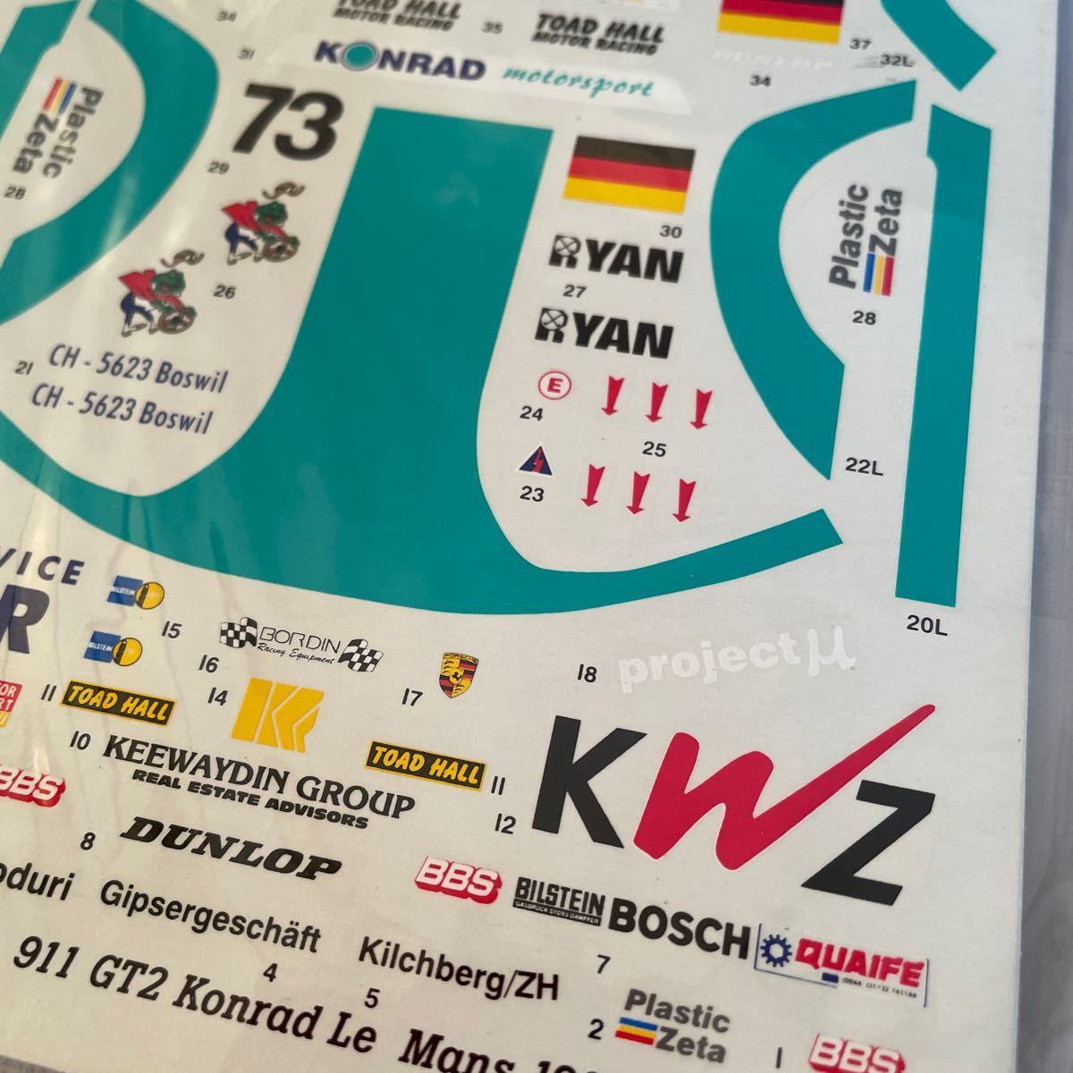 STUDIO27 スタジオ27 PORSCHE 911 GT2 KWZ LM'98 ポルシェ　レーシング デカール　シール ステッカー #73 Konrad ル・マン_画像2