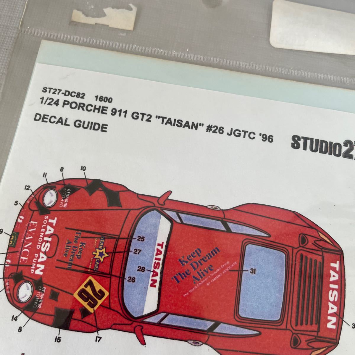 STUDIO27 スタジオ27 1/24 PORSCHE 911 GT2 TAISAN JGTC '96 ポルシェ　レーシング　デカール ステッカー シール 激レア　ラスト1点_画像4