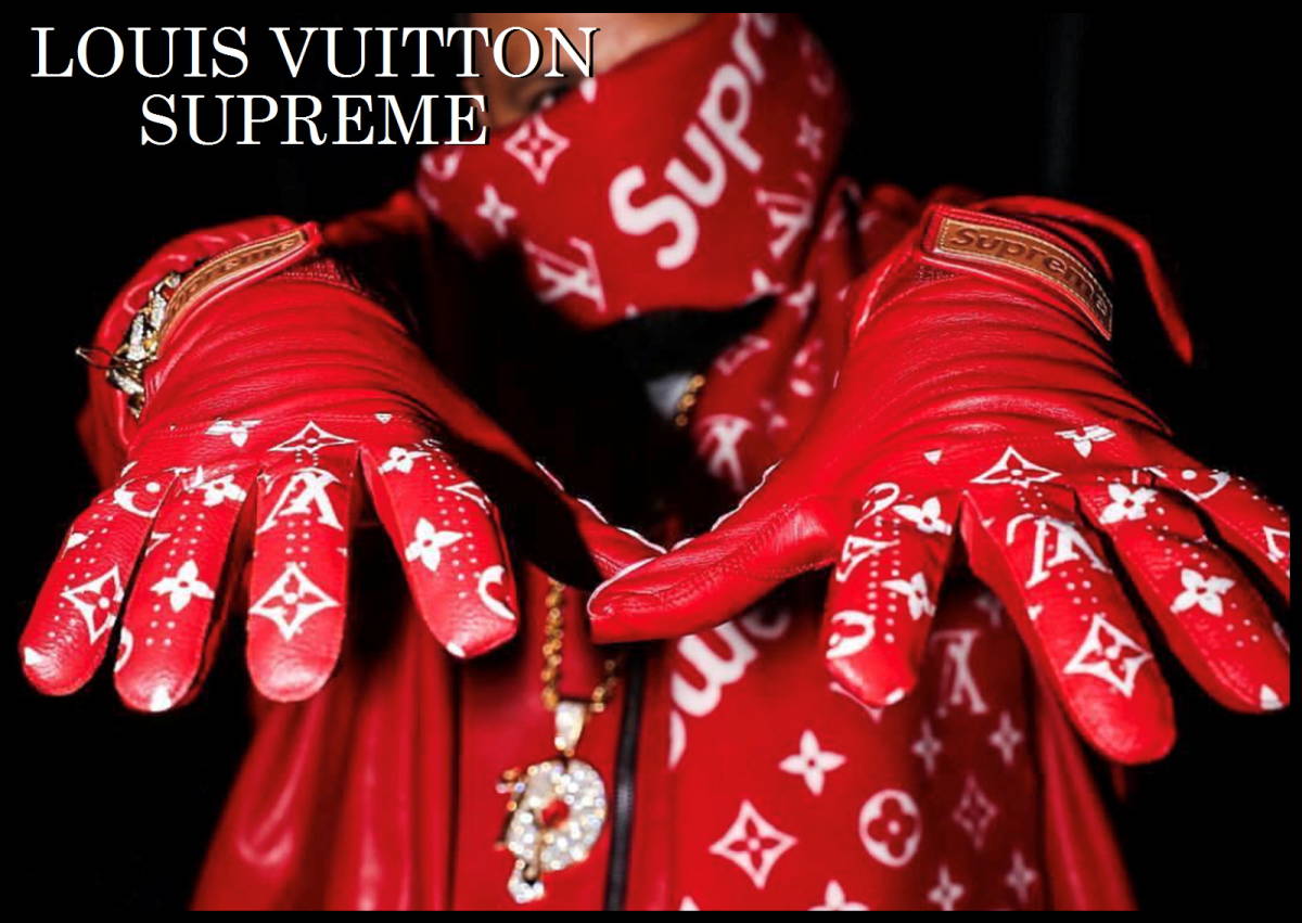 激レア LOUIS VUITTON SUPREME モノグラム グローブ レザー ルイヴィトン シュプリーム レッド 赤 白 即完売品 極少数生産品 希少 手袋の画像8