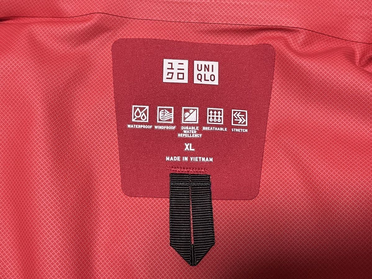 【美品】 ユニクロ UNIQLO ブロックテック パーカー 赤 レッド XL 防水 防風_画像4