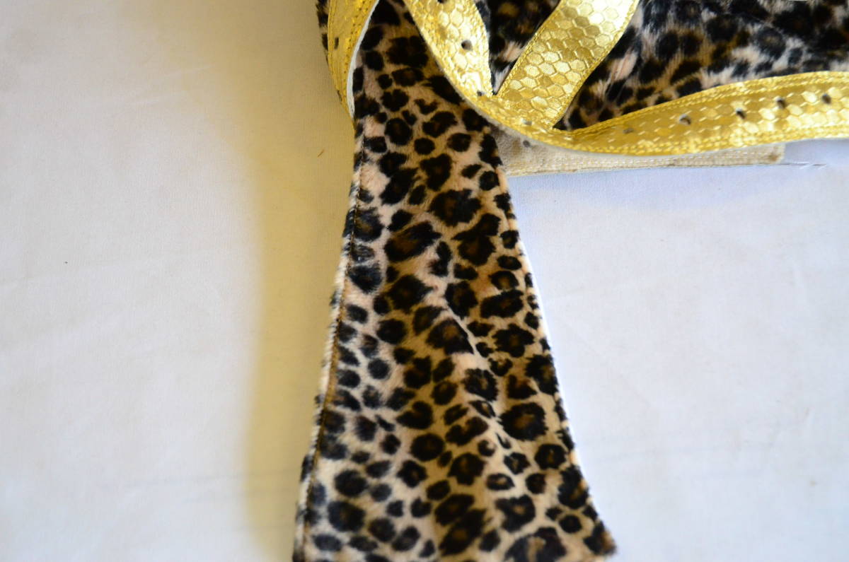  L *ka neck contest for mask leopard print × gold lame mask rare that time thing Vintage 