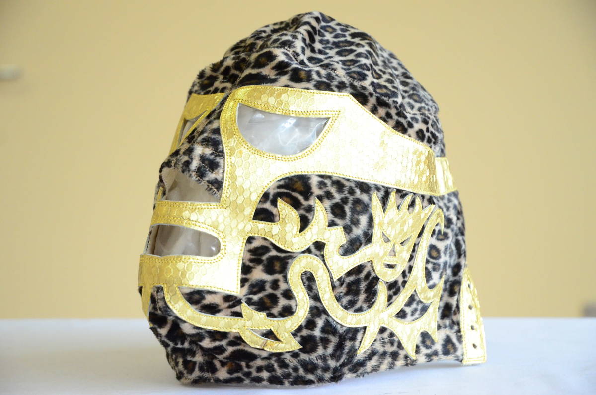  L *ka neck contest for mask leopard print × gold lame mask rare that time thing Vintage 