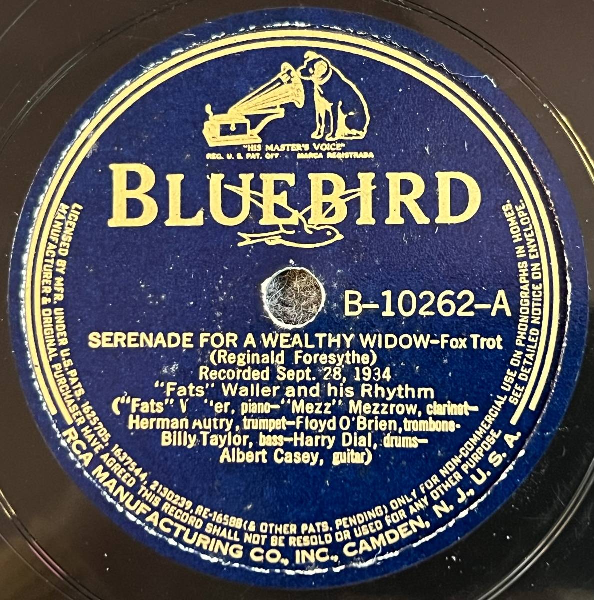 FATS WALLER AND HIS RHYTHM BLUEBIRD Serenade For Wealthy Widow/ Sweetie Pieの画像1