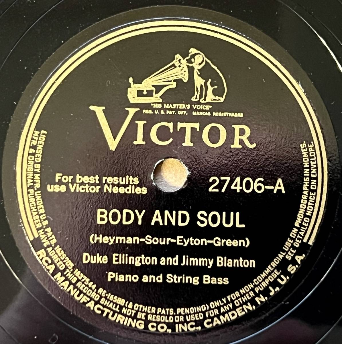ジャズ DUKE ELLINGTON AND JIMMY BLANTON VICTOR Body and Soul/ Mr. J. B. Blues