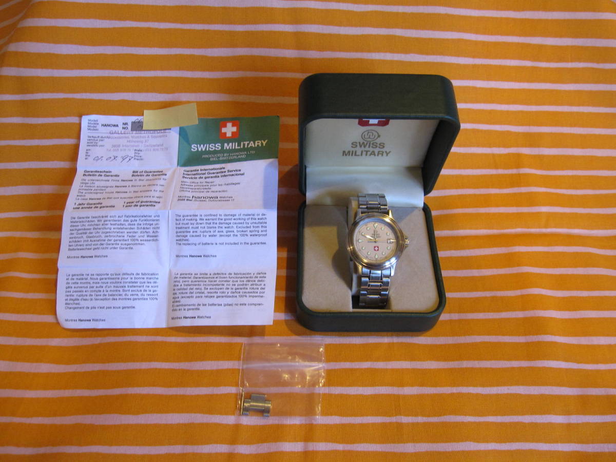  battery replaced SWISS MILITARY Swiss Military 8342 men's wristwatch 37mm 1997 year Switzerland guarantee - attaching box attaching over . koma 1 piece attaching quarts 