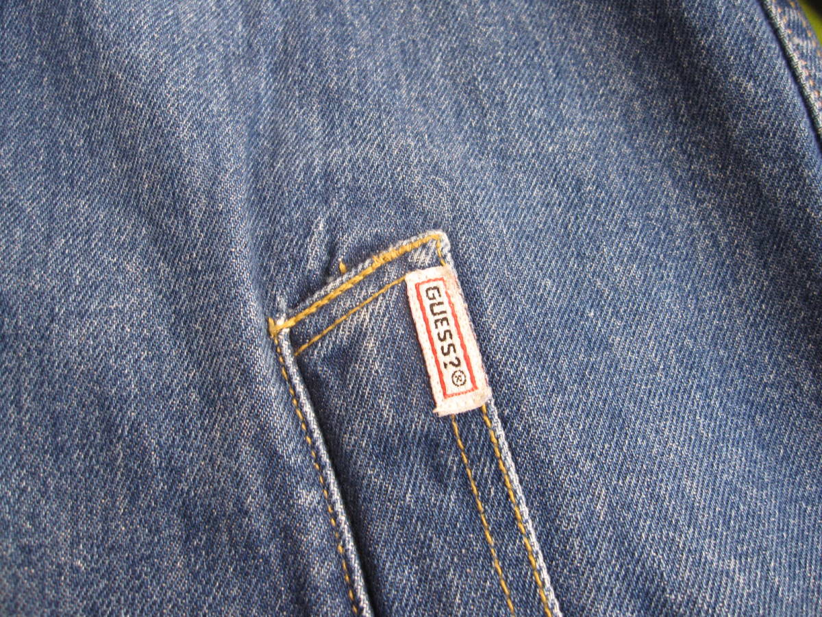 Vintage 1980\'s USA made GUESS Guess Denim long coat men's S/ largish cotton 100 USED clean America made Old Guess old clothes 