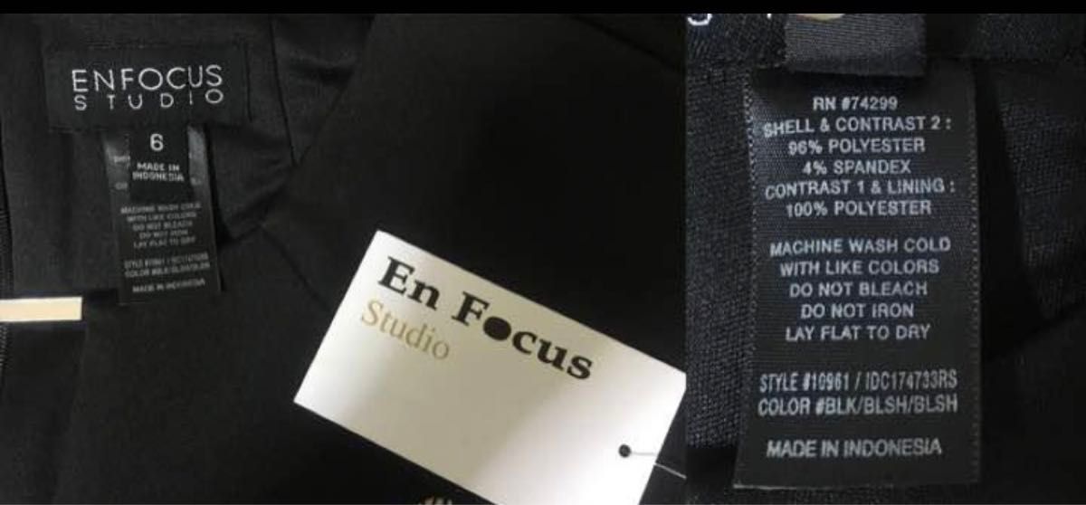 En Focus Studio サイズ US6 新品タグ付き 黒 レース ワンピース ノースリーブ ドレス ブラック キャバドレ