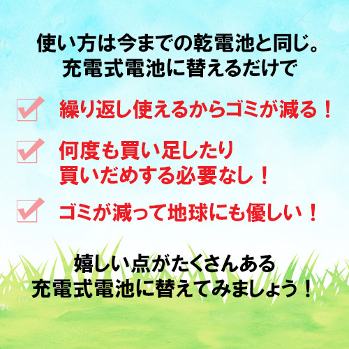 8本セット ニッケル水素充電式電池 単4形 大容量1000mAhタイプ 充電回数500回 コード 05239x8_画像3