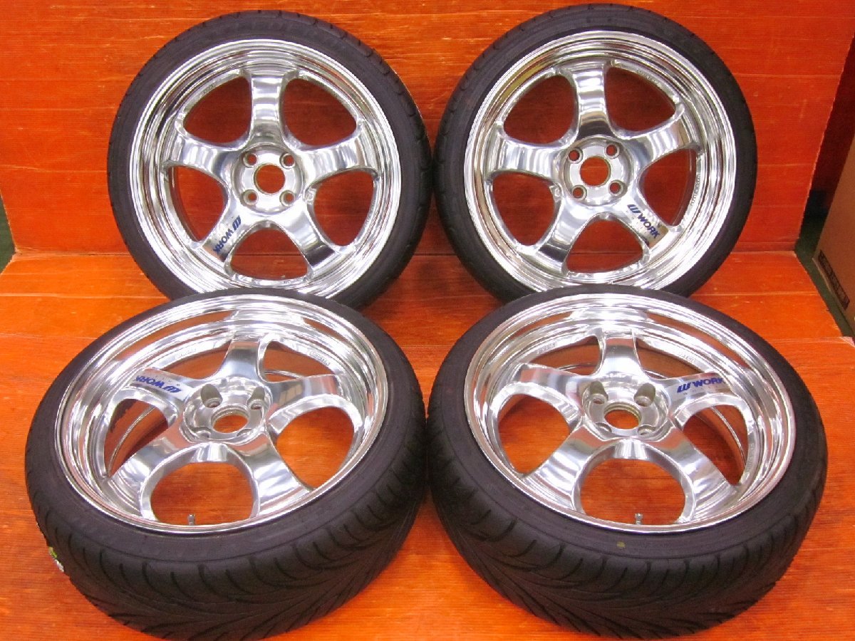 【Y4】WORK マイスター MEISTER S1R バフフィニッシュ 18インチ 7.5J +40 PCD100 4H FEDERAL SS595 215/35R18(未使用品) φ54ハブリング付_画像1