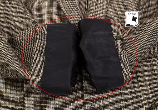 ワイズフォーメンY's for men レーヨンシルクネップジャケット 黒モカS_袖裏に薄汚れがあります。