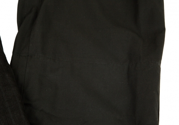 ヨウジヤマモト プールオムYohji Yamamoto POUR HOMME 製品染めコットン裾裏ストライプ切替パンツ 黒2_画像9