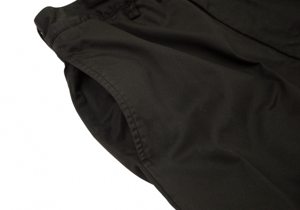 ヨウジヤマモト プールオムYohji Yamamoto POUR HOMME 製品染めコットン裾裏ストライプ切替パンツ 黒2_画像5