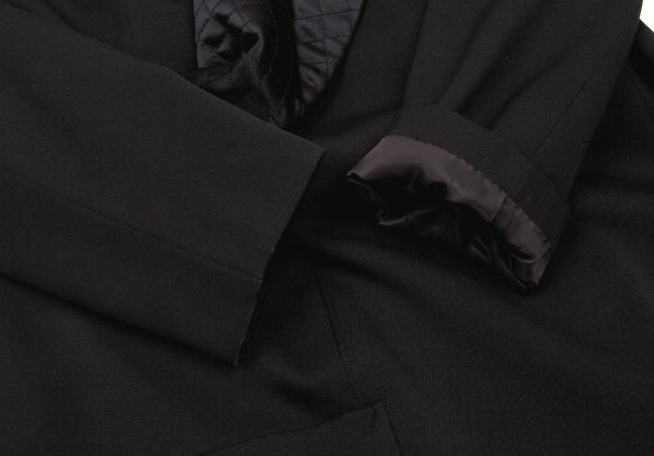 ヨウジヤマモトファムYohji Yamamoto FEMME キルティングカラーデザインウールジャケット 黒S_画像8