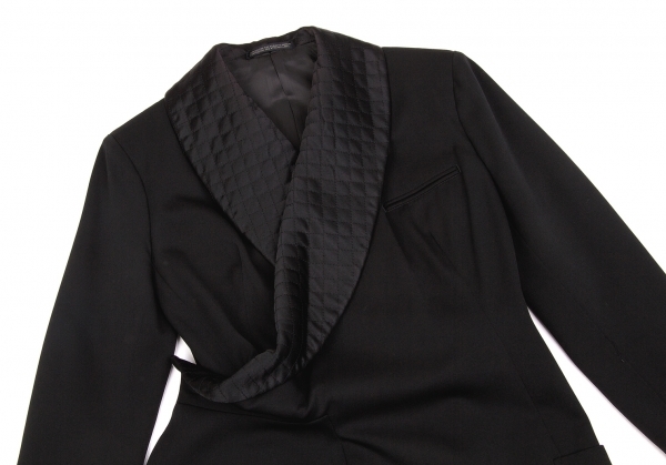ヨウジヤマモトファムYohji Yamamoto FEMME キルティングカラーデザインウールジャケット 黒S_画像3