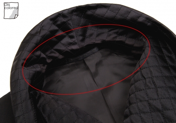 ヨウジヤマモトファムYohji Yamamoto FEMME キルティングカラーデザインウールジャケット 黒S_首裏に少し変色があります。