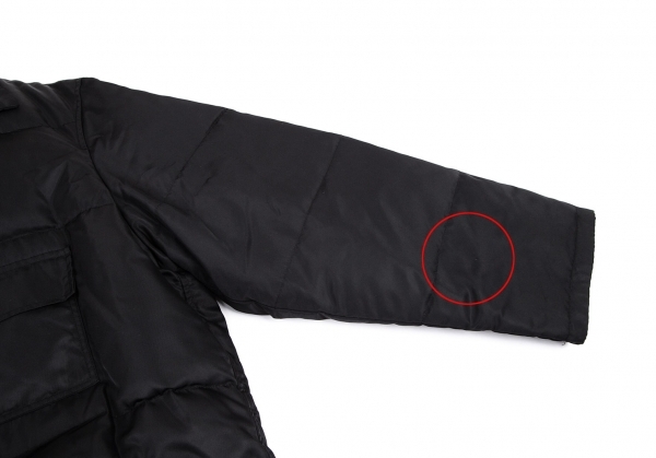 ヨウジヤマモト プールオムYohji Yamamoto POUR HOMME ライニングロゴプリントダウンコート 黒M_左袖に薄汚れがあります。