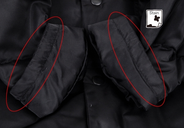 ヨウジヤマモト プールオムYohji Yamamoto POUR HOMME ライニングロゴプリントダウンコート 黒M_袖裏に薄汚れがあります。