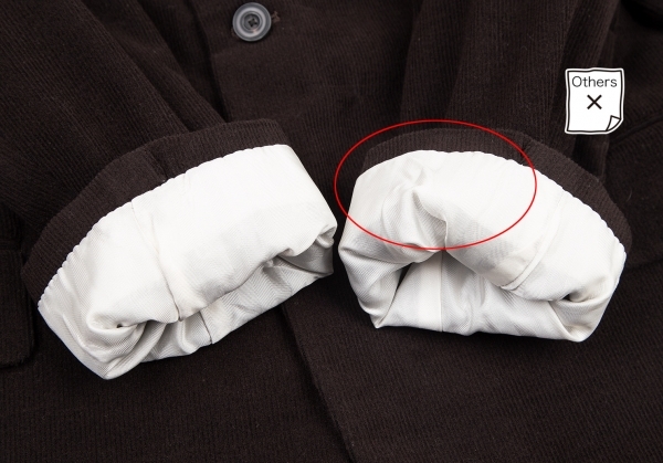 ヨウジヤマモト コスチュームドオム コーデュロイセットアップスーツ 茶S_左袖裏に小キズがあります。