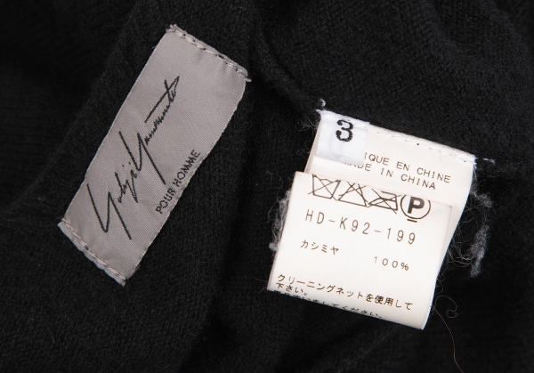  Yohji Yamamoto бассейн Homme Yohji Yamamoto POUR HOMME задний signature Logo вышивка кашемир вязаный чёрный 3