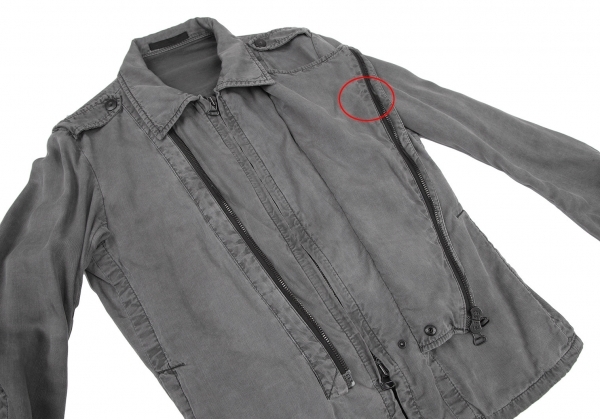 ワイズフォーメンY's for men 製品染めコットンライダースジャケット グレー1_前見頃裏側に汚れがあります。