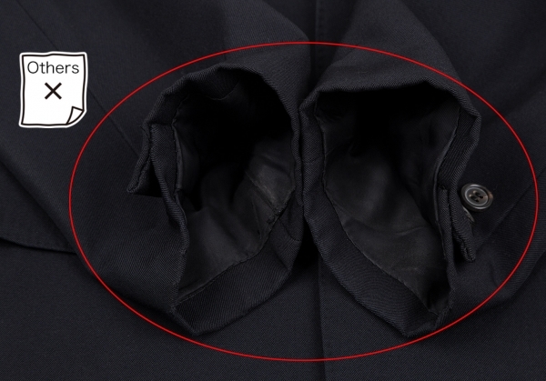 ワイズフォーメンY's for men ウールギャバ2Bジャケット 紺M_袖口にすり切れがあります。