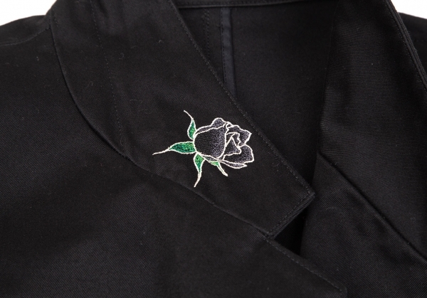 ヨウジヤマモト プールオムYohji Yamamoto POUR HOMME 襟ローズ刺繍コットンツイルジャケット 黒3_画像4