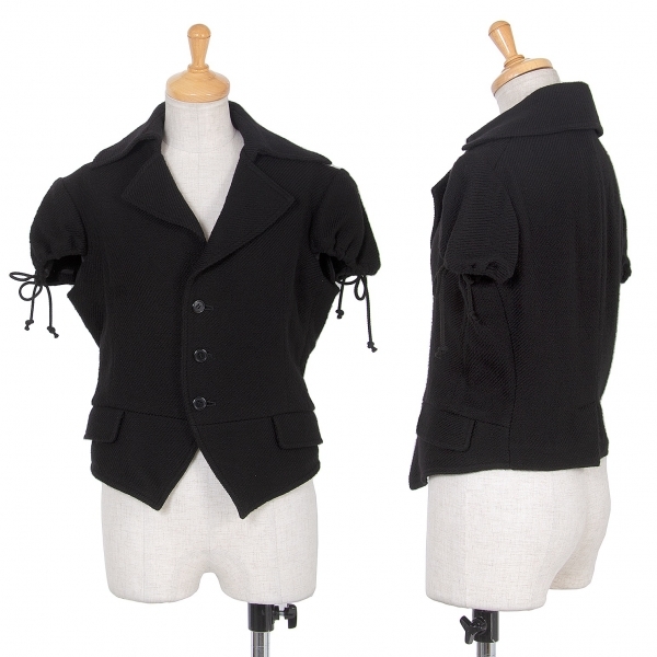 ワイズY's コットン袖ドローコード半袖ジャケット 黒1_画像1