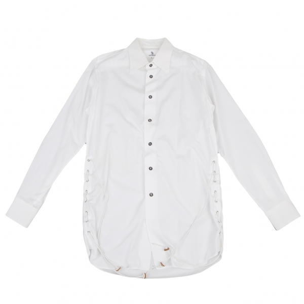 【最安値】 ワイズフォーメンY's for men サイドレースアップシャツ 白3 長袖シャツ