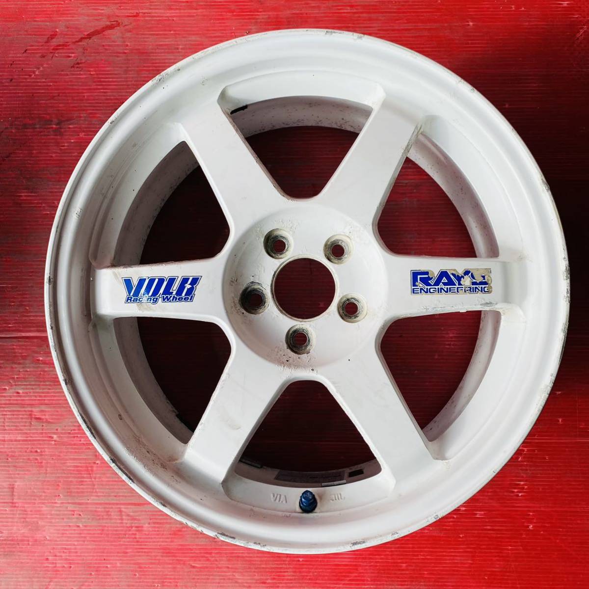 RAYS VR TE37 サイズ 17×7.5JJ PCD100 H5 OFF+48 ハブ径約65mm 傷汚れあり 2本セットの画像4