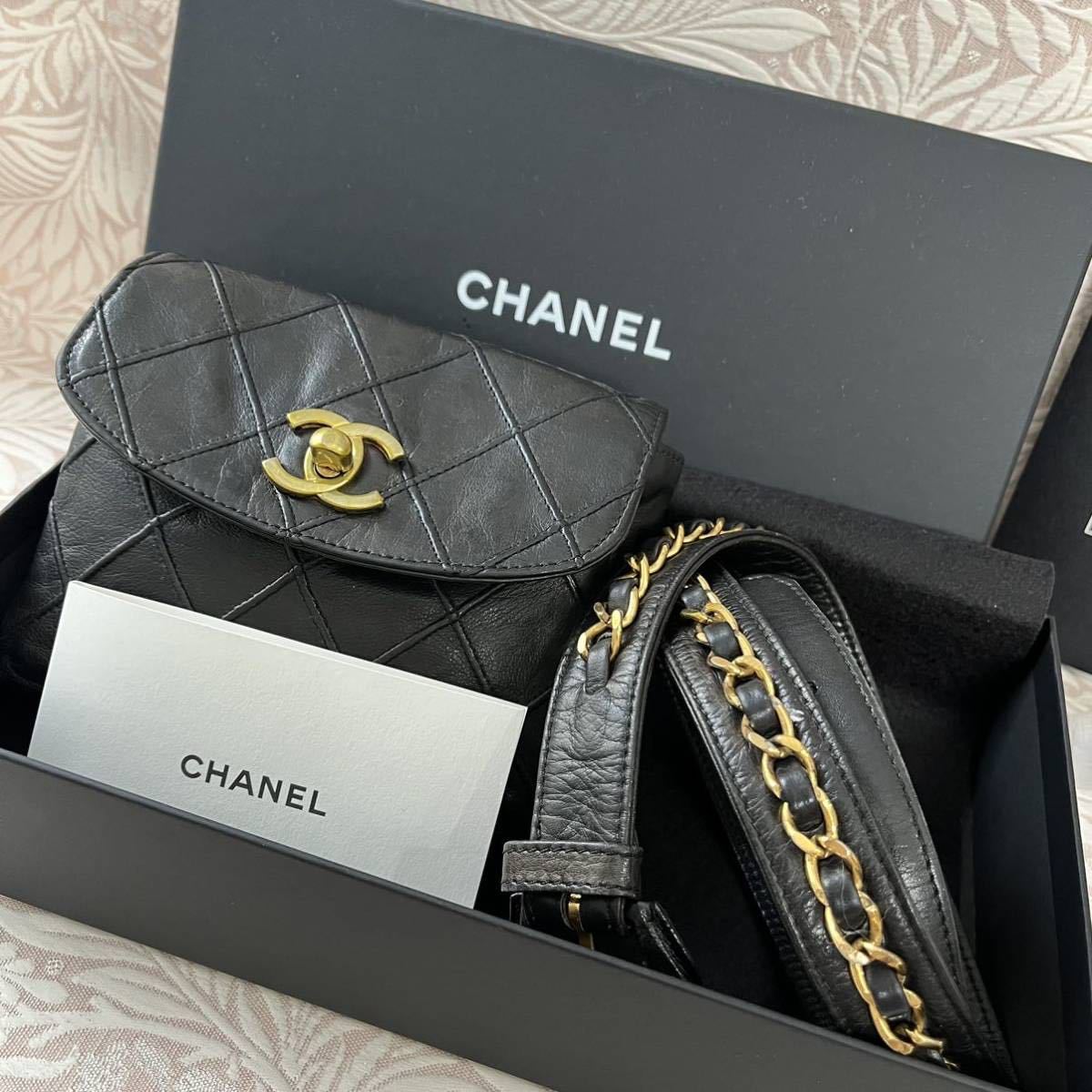 CHANEL シャネル ウエストポーチ ビコローレ 黒色 ラムスキン｜Yahoo